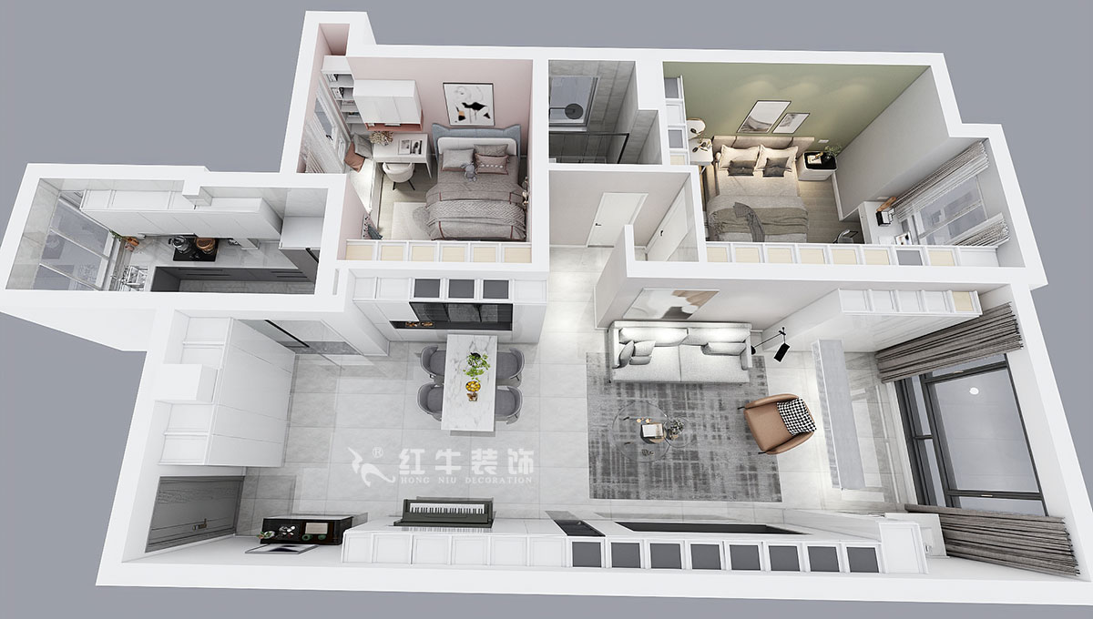 顾娟｜中海塞纳丽舍东苑9-2-803-105㎡-现代简约风格｜2室2厅1卫｜旧房装修｜定制家｜全包14